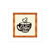Enma Life Kahve Köşesi Duvar Dekoru Coffee Time Fincanlı Kalpli Beyaz Zeminli Ahşap Çerçeveli Tablo