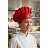 Enma Life Kırmızı Üzeri Beyaz Best Chef Logo Baskılı Şef Aşçı Şapkası, Mantar Kep