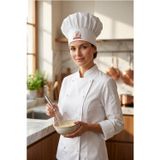 Enma Life Mr. Chef Logo Baskılı Beyaz Şef Aşçı Şapkası, Mantar Kep