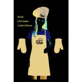 Enma Life Siyah Mutfak Önlüğü Seti ( Önlük+Chef Şapka+2 Adet Eldiven )