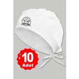 enmalife 10lu Şapkalı Best Chef Logo Beyaz Basklılı Beyaz Özel Tasarım Aşçı Ve Şef Bonesi