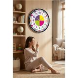 enmalife Çocuk Odası Duvar Saati / Öğretici Duvar Saati 48 Cm/ Dijital Duvar Saat / Uv Baskı /