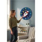enmalife Çocuk Odası Duvar Saati / Roket Uzay Temalı Duvar Saat / Dijital Duvar Saat / Uv Baskılı / 48 Cm