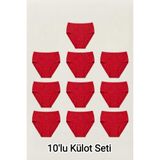enmodaiçgiyim Kadın 10 Adet Kırmızı Yüksek Bel Büyük Beden Pamuklu Beli Lastikli Anne Külodu İç Çamaşırı