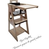 Enna Woden Enna Wood Montessori Ahşap Mama Sandalyesi Kahverengi Kemerli 0-4 Yaş İçin Katlanır Tasarım