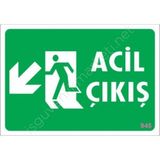 Ennalbur Acil Çıkış Sol Aşağı Uyarı Levhası 17,5X25 KOD:945