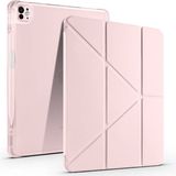 Ennar Lenovo Tab M11 TB330FU 11 Inç Uyumlu Üçgen Standlı Kalem Bölmeli Uyku Modlu Tablet Kılıfı+Tablet Kalemi - Pembe