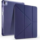 Ennar Samsung Galaxy Tab A9 Plus 11 Inç Uyumlu SM-X210 Üçgen Standlı Kalem Bölmeli Uyku Modlu Tablet Kılıfı+Tablet Kalemi - Lacivert