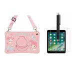 Ennar Samsung Galaxy Tab S9 Fe 10.9 İnç X510 Cute Dolls Askılı Tablet Kılıfı Pembe+Tablet Kalemi+Kırılmaz Cam Pembe