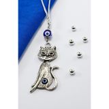 Ennea Art Nazar Boncuğu Metal Kedi Dikiz Ayna Süsü / Hediyelik Aksesuar