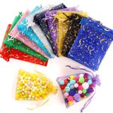ENNIYU 100 Adet Ay Yıldızı Organze Torba, 10,16 x 15,24 cm Karışık Renkli Noel Düğün Hediyeleri Hediye İpli Çantalar Takı Keseleri Şeker Örgü Keseler
