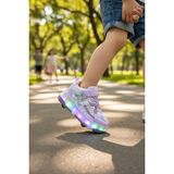Enoch Çocuk Patenli Işıklı Tekerlekli Spor Ayakkabı & Rahat Cırt Cırtlı Kaykay Ayakkabı 4 Tekerli Sneaker - Lila