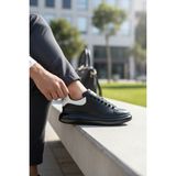 Enoch Erkek Alex Model Jel Taban Sneaker Oversize Kalın ve Parlak Tabanlı Lüks Sokak Modeli - Siyah - Beyaz