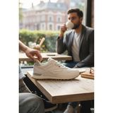Enoch Erkek Baklava Desenli Tırtıklı Tabanlı Retro Stil Günlük Spor Ayakkabı Sneaker - Beyaz