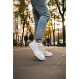 Enoch Erkek Beyaz Günlük Spor Ayakkabı Kalın Tabanlı Sneaker Süet Detaylı ve Parçalı Tasarım