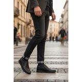 Enoch Erkek Deri Yan Elastik Bantlı Hafif Tabanlı Klasik Comfort Slip-On Ayakkabı - Siyah