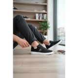 Enoch Erkek Düz Taban Keten Spor Ve Günlük Ayakkabı Tam Ortopedik Tabanlı Siyah Beyaz Şık Sneaker