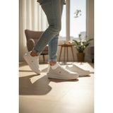 Enoch Erkek Geometrik Logo Detaylı Perfore Burunlu Yüksek Tabanlı Günlük Spor Ayakkabı Sneaker - Beyaz