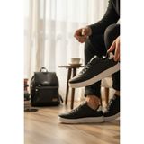 Enoch Erkek Günlük Spor Ayakkabı Düz Tabanlı Sneaker Perfore Detaylı Sade ve Hafif Model - Siyah - Beyaz