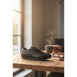 Enoch Erkek Günlük Spor Ayakkabı Ince Tabanlı Sneaker Minimalist Logolu Ofis ve Rahat Yürüyüş Modeli - Siyah