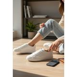 Enoch Erkek Günlük Spor Ayakkabı Kalın Tabanlı Sneaker Minimalist Düz ve Sade Urban Model - Beyaz