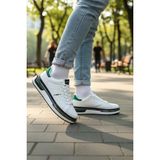 Enoch Erkek Günlük Spor Ayakkabı Kapsül Tabanlı Sneaker Yazılı ve Suya Dayanıklı Model - Beyaz - Yeşil