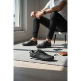 Enoch Erkek Günlük Spor Ayakkabı Minimalist Sneaker Şerit Detaylı Rahat Kalıp - Siyah
