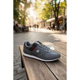 Enoch Erkek Günlük Spor Ayakkabı Nakış Logolu Sneaker Süet Garnili ve Şeritli Klasik Model - Füme