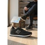 Enoch Erkek H Logolu Tırtıklı Tabanlı Retro Stil Günlük Spor Ayakkabı Sneaker - Siyah - Beyaz