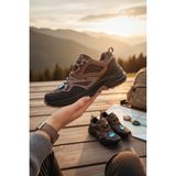 Enoch Erkek Kahverengi Su Itici Outdoor Trekking Ayakkabısı - Kaymaz Taban Kamp Botu