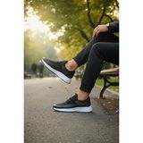 Enoch Erkek Kırmızı Detaylı Yüksek Beyaz Tabanlı Günlük Spor Ayakkabı Sneaker - Siyah - Beyaz
