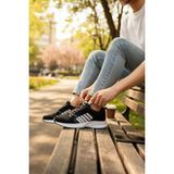 Enoch Erkek Koşu ve Yürüyüş Ayakkabısı Sportif Çizgili Hafif Taban Sneaker Tam Kalıp - Siyah - Beyaz