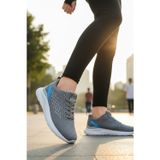 Enoch Erkek Mavi Detaylı Dokulu Panelli Gri Günlük Spor Ayakkabı Sneaker