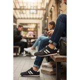 Enoch Erkek Şeritli Retro Spor Ayakkabı - Kırmızı Detaylı Günlük Sneaker - Siyah - Beyaz
