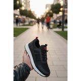 Enoch Erkek Siyah Akıllı Bağcıklı Yürüyüş Ayakkabısı - Bağcık Bağlamasız Pratik Sneaker - Siyah - Beyaz