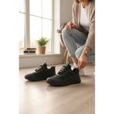 Enoch Erkek Siyah Akıllı Bağcıklı Yürüyüş Ayakkabısı - Bağcık Bağlamasız Pratik Sneaker