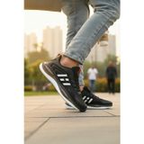 Enoch Erkek Siyah Beyaz Çizgili Sportif Yürüyüş Ayakkabısı - Ortopedik Destekli Sneaker