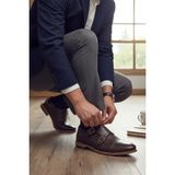 Enoch Erkek Siyah Hakiki Deri Klasik Ayakkabı Çift Tokalı Monk Strap Tasarımlı ve Mikro Dokulu Panelli Model - Kahve