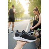 Enoch Erkek Spor Ayakkabı Çift Dokulu Sneaker Modern Tasarım Yürüyüş ve Koşu Modeli - Siyah - Beyaz