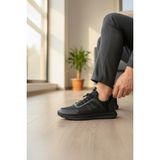 Enoch Erkek Spor Ayakkabı Günlük Sneaker N Logo Detaylı Esnek Yürüyüş ve Fitness Modeli - Siyah
