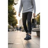 Enoch Erkek Spor Ayakkabı Jel Tabanlı Sneaker Şeffaf Taban Detaylı Yürüyüş ve Koşu Modeli - Siyah