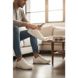 Enoch Erkek Spor ve Günlük Ayakkabı Tam Ortopedik Tabanlı Beyaz Şeritli Minimalist Sneaker