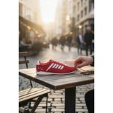 Enoch Erkek Spor ve Günlük Ayakkabı Tam Ortopedik Tabanlı Kırmızı Düz Taban Sneaker - Beyaz - Kırmızı