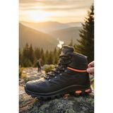Enoch Erkek Su Geçirmez Kürklü Waterproof Outdoor Trekking ve Dağcı Botu - Siyah - Turuncu