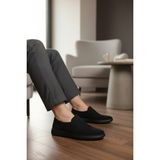Enoch Hakiki Deri Erkek Casual Klasik Ayakkabı - Konforlu Slip-On Tasarım - Siyah Nubuk