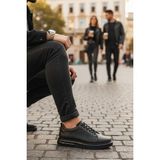 Enoch Hakiki Deri Günlük Bağcıklı Erkek Ayakkabı Jel Görünümlü Taban Sneaker - Siyah