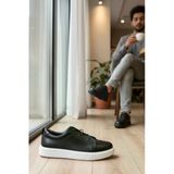 Enoch Hakiki Deri Günlük Lastik Bağcıklı Erkek Ayakkabı Comfort Taban Sneaker