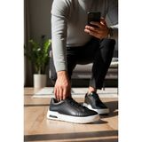 Enoch Hakiki Deri Jel Taban Destekli Bağcıklı Erkek Sneaker Ayakkabı - Siyah - Beyaz