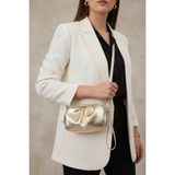 Enoch Kadın Askılı Pileli Büzgülü Çift Fermuarlı Omuz Çapraz Çantası - Altin