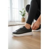 Enoch Kadın Siyah Platform Tabanlı Sneaker Ortopedik Günlük Rahat Spor Ayakkabı - Siyah - Beyaz